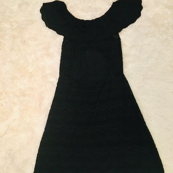 Little Black Lace Off the Shoulder Dress - Picture 2 of 4